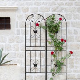 2 Pack Metal Garden Trellis 71" x 19.7" Rustproof Trellis for Climbing Plants Outdoor Flower Support Black