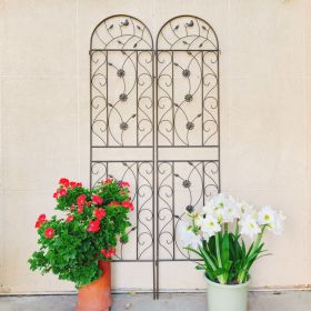 2 Pack Metal Garden Trellis 86.7" x 19.7" Rustproof Trellis for Climbing Plants Outdoor Flower Support Brown