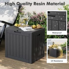 35 Gallon Waterproof Outdoor Deck Box with Lockable Lid and Side Handles, Resin Storage Container for Patio Garden Backyard