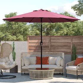 Outdoor 9ft Patio Umbrella with Crank Handle and Push Button Tilt, Outdoor Market Umbrella with 8 Ribs Burgundy