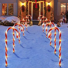 Christmas Decorations Outdoor, 10 Pcs Candy Cane Lights, 21'' Solar Pathway Lights with 8 Lighting Modes