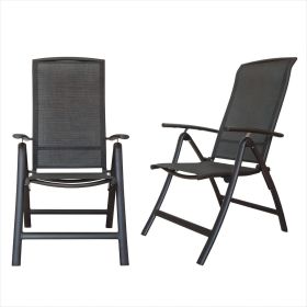 Folding Patio Chairs Set of 2, Aluminium Frame Reclining Sling Lawn Chairs with Adjustable High Backrest, Patio Dining Chairs for Outdoor, Campin