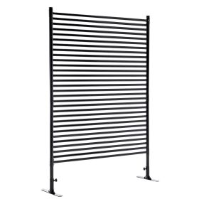Metal Privacy Fence Panels for Outside, Slatted Privacy Screens with Stand