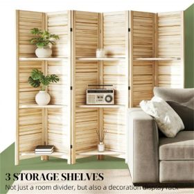 6 Room Dividers Privacy Screen Space Saving Natural Wood Panel Room Partition Screen for Home Office Decorative Room Divider Screen