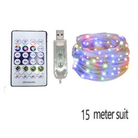 LED Rope Lights Outdoor, RGB Remote Control Fairy String Lights Plug In With 200 LEDs, Super Durabl (Option: 15M)