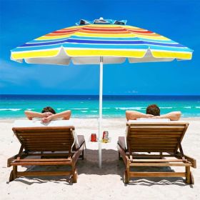 7.2 Feet Portable Outdoor Beach Umbrella with Sand Anchor and Tilt Mechanism (Main Material: Polyester, Main Color: Multicolor)