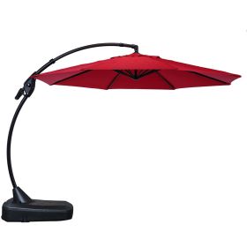Cantilever Outdoor  Umbrella with Base , Aluminum Offset Umbrella.(Included 2 Packages) (Color: Red, size: 11FT)